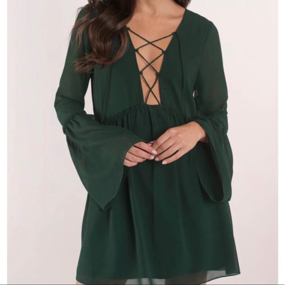 Tobi Green Lace Up Dress